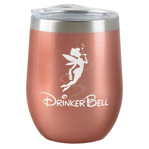 Drinker Bell Rose Gold Insulated Wine Tumbler