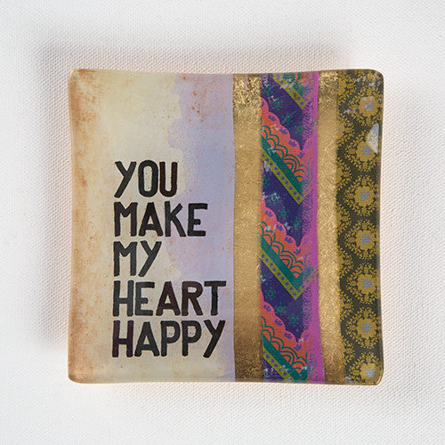 "You Make My Heart Happy" Glass Tray Keepsake