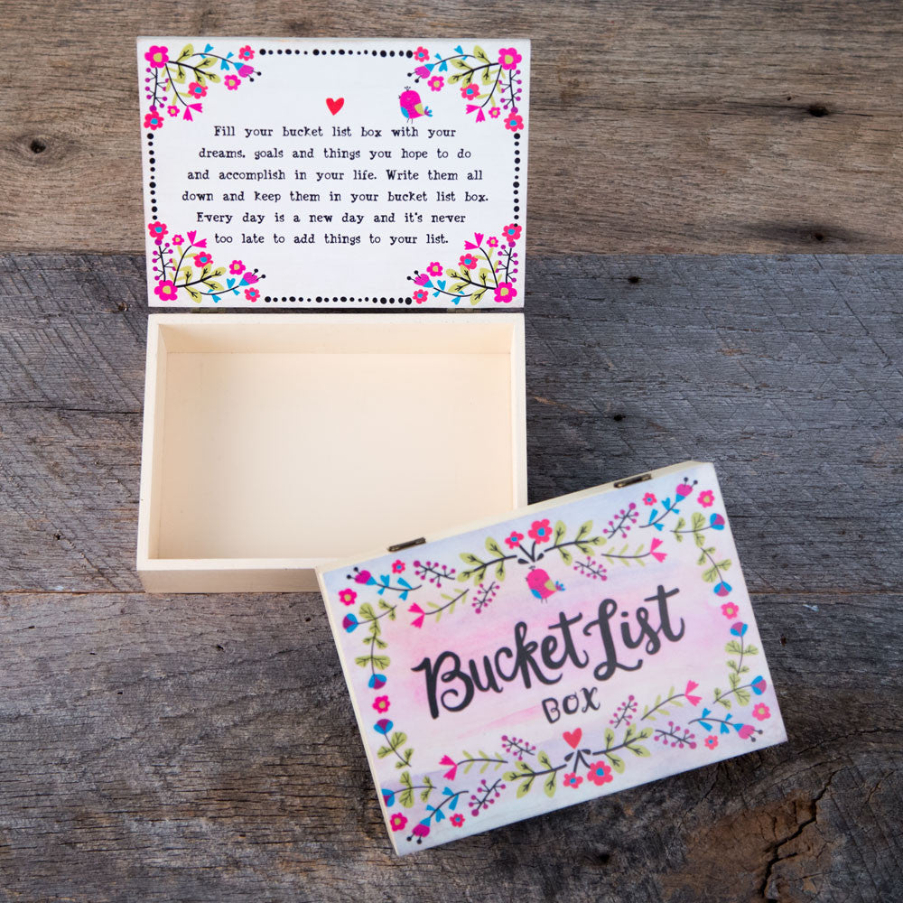bucketlist wooden treasure box