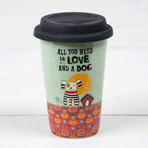 love and a dog thermal mug