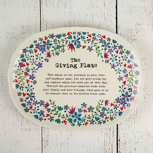 purple flower giving plate