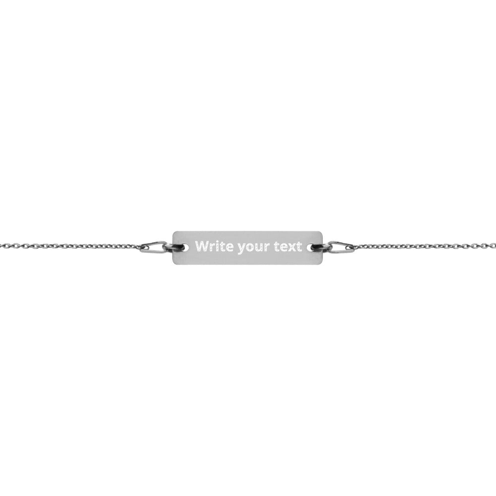 Engraved Silver Bar Chain Bracelet