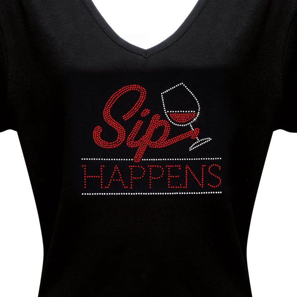 Sip Happens Ruby Rhinestone T-Shirt