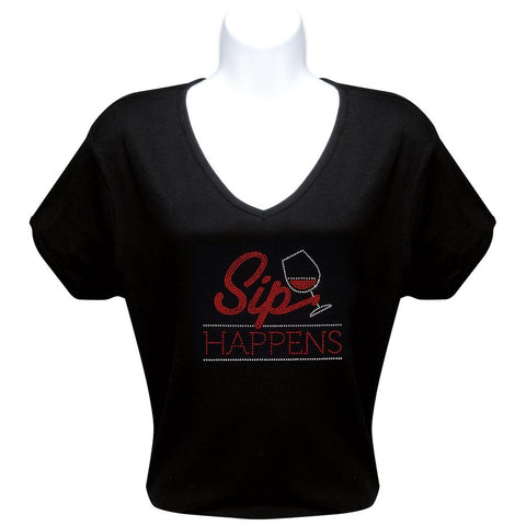 Sip Happens Ruby Rhinestone T-Shirt