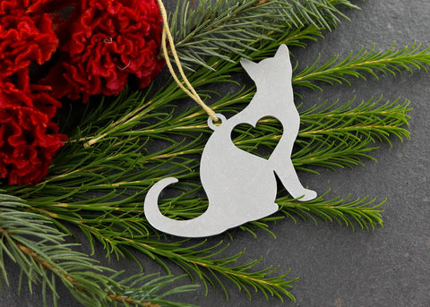 Cat Metal Holiday Gift Ornament