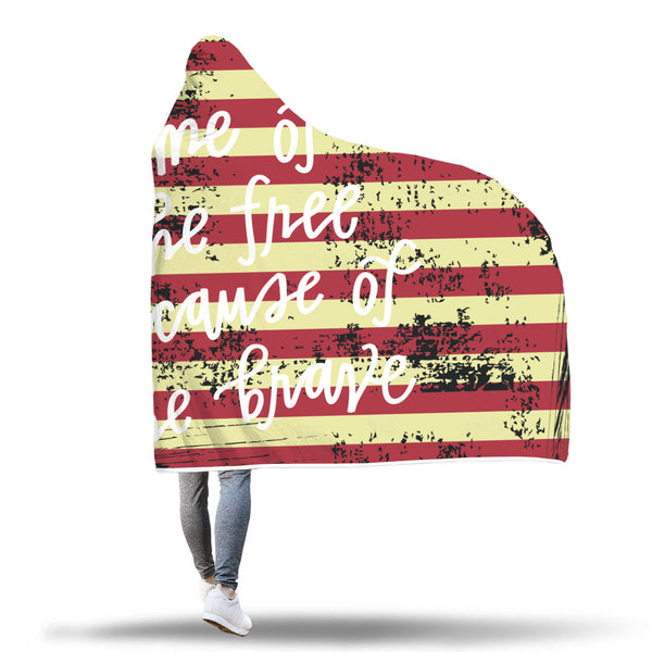 Home Of The Free Because Of The Brave Hooded Sherpa Blanket