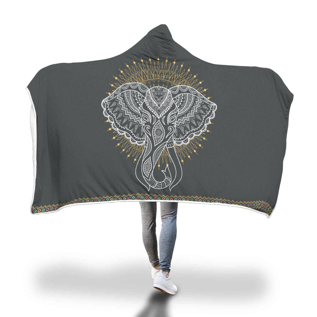 Henna Inspired Elephant Hooded Blanket