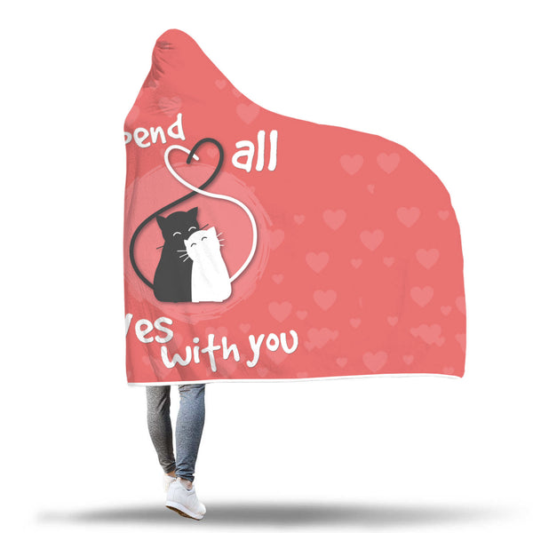 Cat Love Hooded Blanket