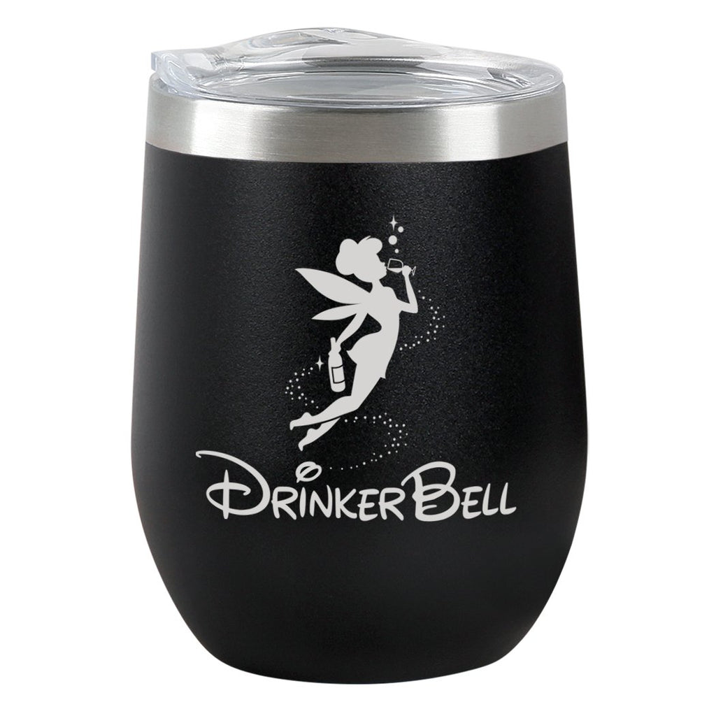 Drinker Bell Insulated Matte Black Wine Tumbler