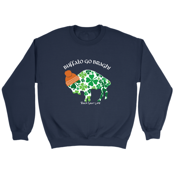 White Lettered Buffalo Go Bragh! Rock Salt Life© Crewneck Sweatshirt