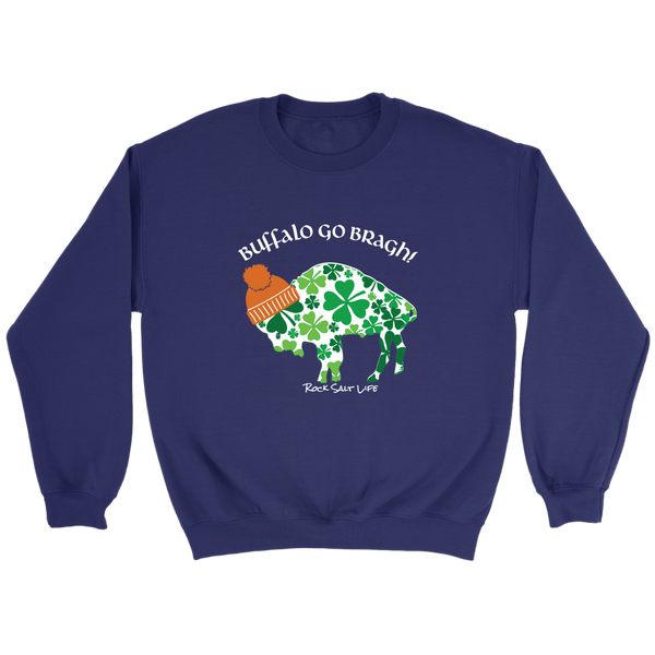 White Lettered Buffalo Go Bragh! Rock Salt Life© Crewneck Sweatshirt