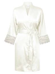 Satin & Lace Bridal Robe with Rhinestones and 3/4 Sleeves