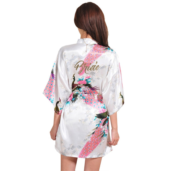 Satin Kimono Robes for Bride and Wedding Party Maid of Honor Bridesmaid