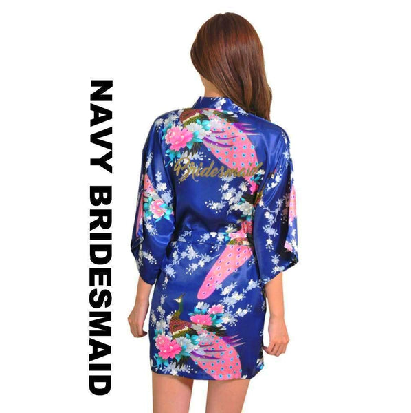 Navy Bridesmaid Kimono Robe