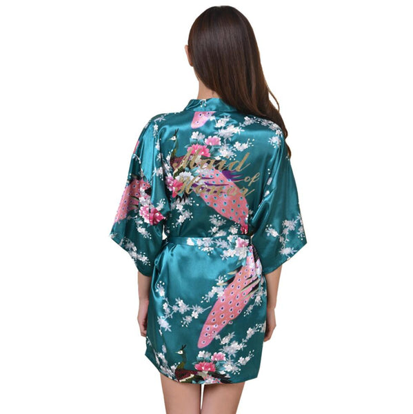 Satin Kimono Robes for Bride and Wedding Party Maid of Honor Bridesmaid