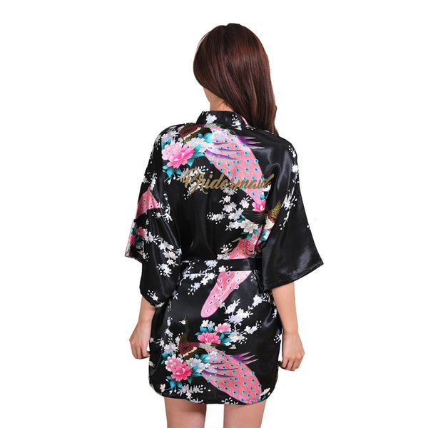 Satin Kimono Robes for Bride and Wedding Party Maid of Honor Bridesmaid