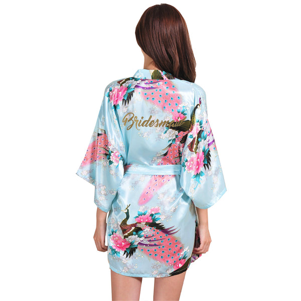 Satin Kimono Robes for Bride and Wedding Party Maid of Honor Bridesmaid