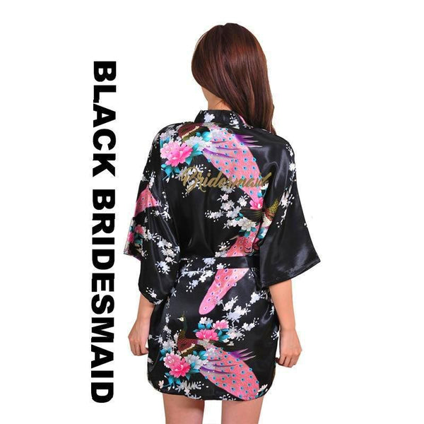 Black Bridesmaid Kimono Robe