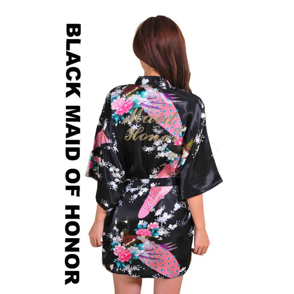 Black Maid of Honor Kimono Robe