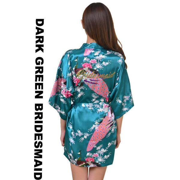 Dark Green Bridesmaid Kimono Robe