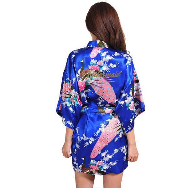 Satin Kimono Robes for Bride and Wedding Party Maid of Honor Bridesmaid