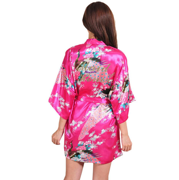 Satin Kimono Robes for Bride and Wedding Party Maid of Honor Bridesmaid