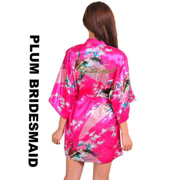 Plum Bridesmaid Kimono Robe