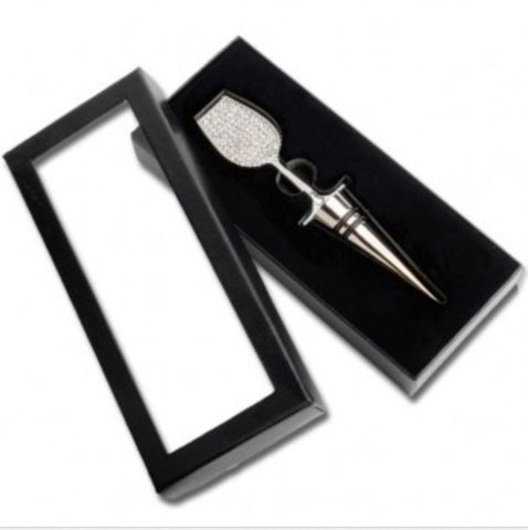 White Crystal Wine Glass Bottle Stopper