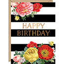 Floral Stripe Birthday Card - A6