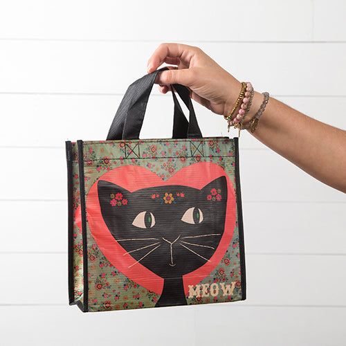Black Cat Meow Medium Recycled Gift Bag