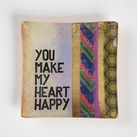 "You Make My Heart Happy" Glass Tray Keepsake