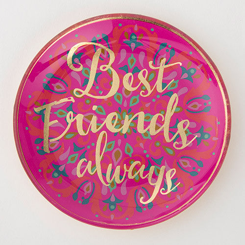 "Best Friends Always" Round Glass Tray Keepsake