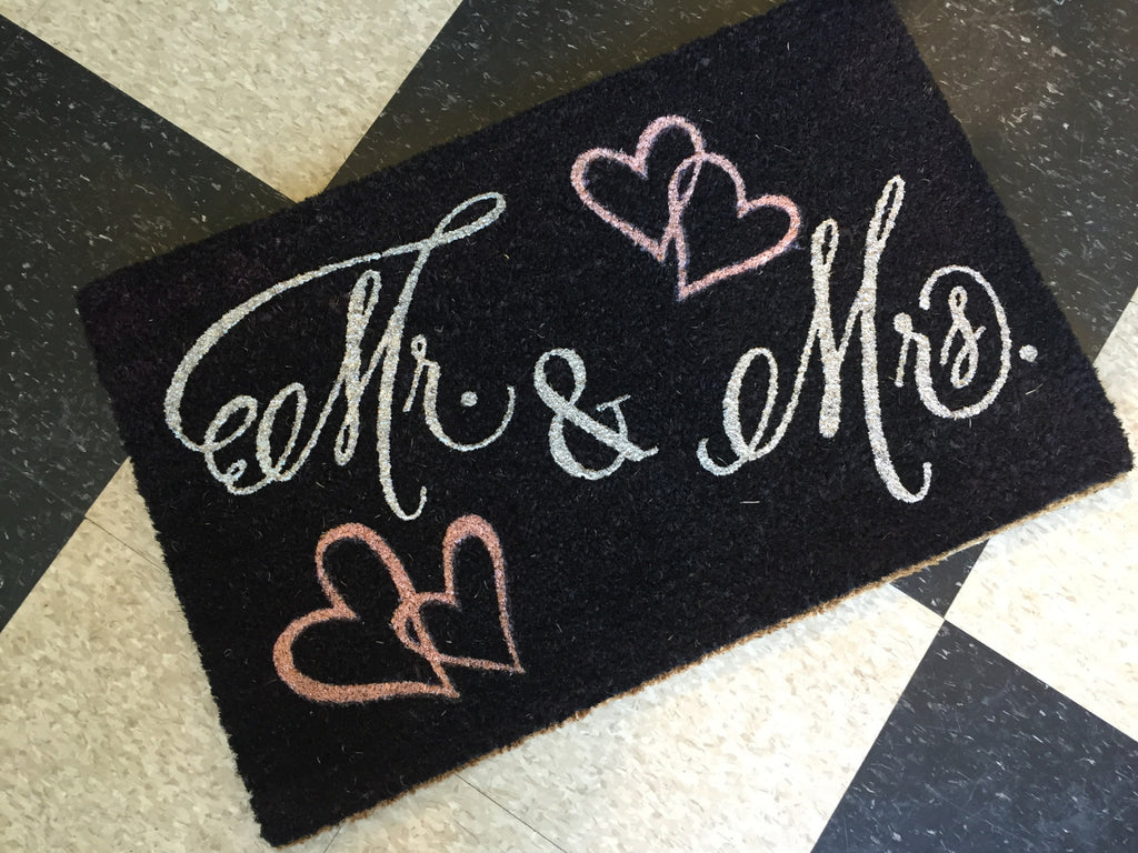 Coconut Fiber Mr & Mrs door mat