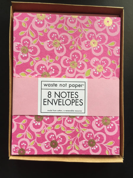Handmade Plumeria Fuchsia Cotton Notecards