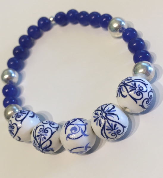 Delft Punk Holland Blue Painted Ceramic Earrings