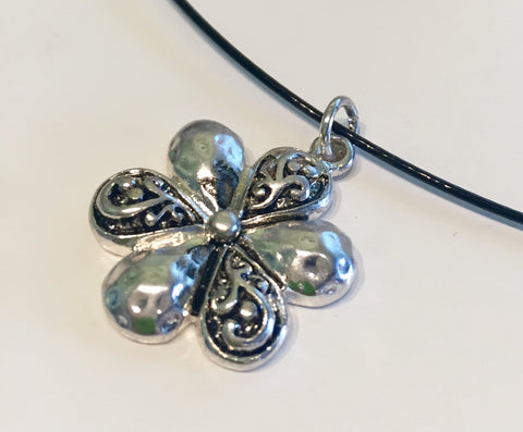 Flower Power Memory Wire Necklace Coated- 18"