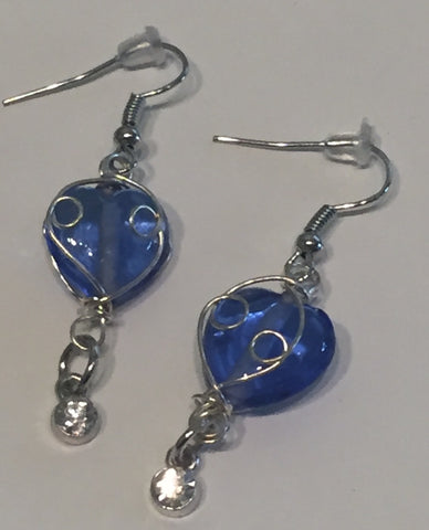 Something Blue Wire Wrapped Earrings