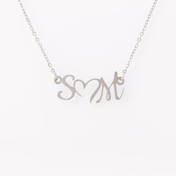 Initial Double Heart Necklace-FREE SHIPPING