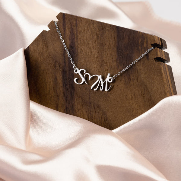 Initial Double Heart Necklace-FREE SHIPPING