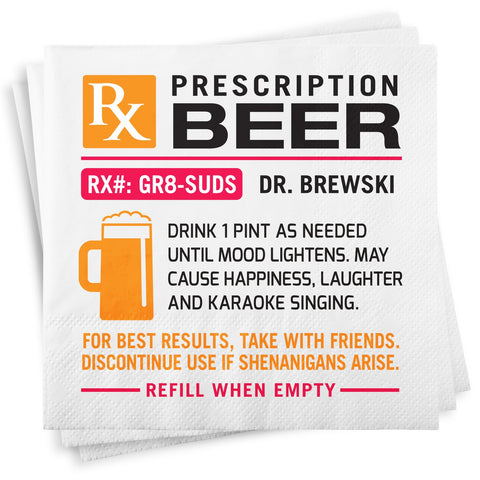 Rx Beer Wine Napkins