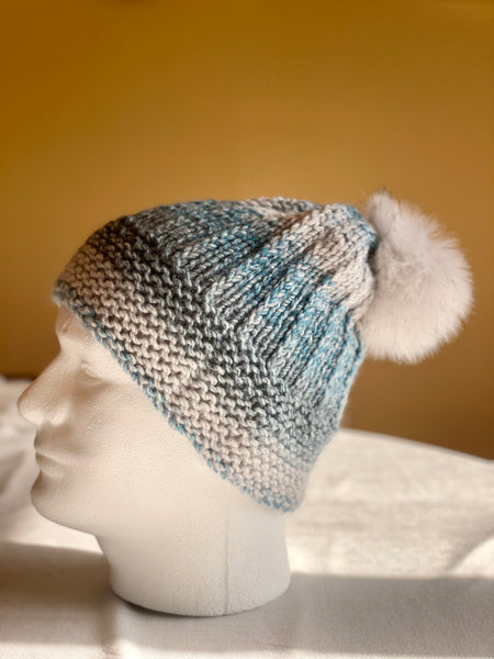 Hand Knitted Unisex Slouchy Pom Beanies
