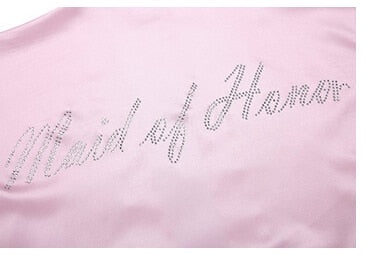 Rhinestone Embellished Silky Satin Kimono Dressing Robe for Bride, Bridesmaids, and Wedding Party