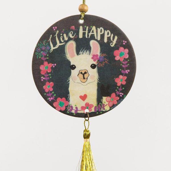 Live Happy Llama Car Air Freshener