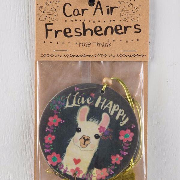 Live Happy Llama Car Air Freshener