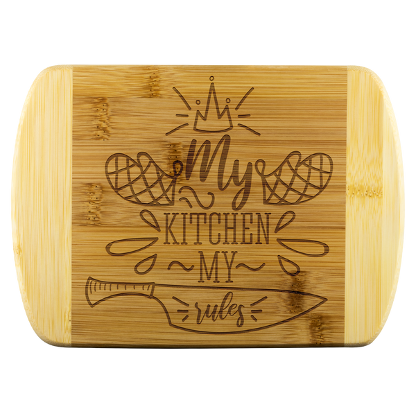 My Rules My Kitchen Wooden Cutting Board-FREE SHIPPING