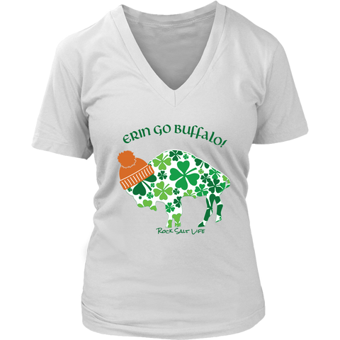 Erin Go Buffalo Rock Salt Life St. Patricks Day Womens V-Neck T-Shirt