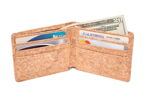 Natural Cork 6 slot Bi-Fold Lightweight Wallet