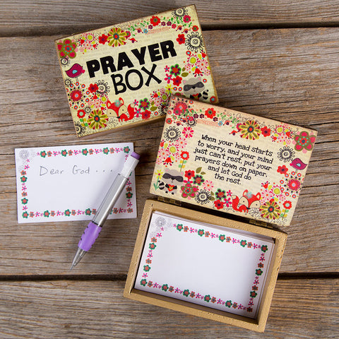 newsprint fox wooden prayer box