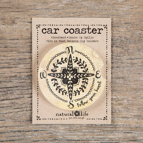 follow your heart compass car coaster