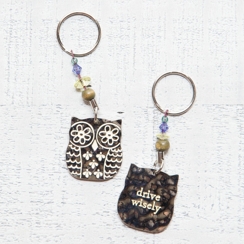 owl/drive wisely token keychain